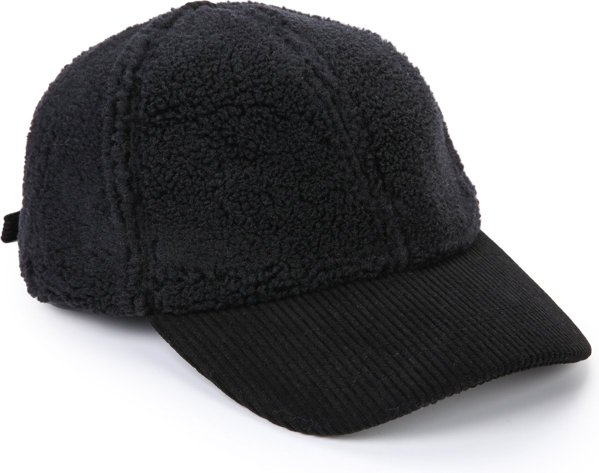 Damesmode - Haarmode - Hoofddeksel - Pet - Teddy Pet - One Size - Verstelbaar - Zwart