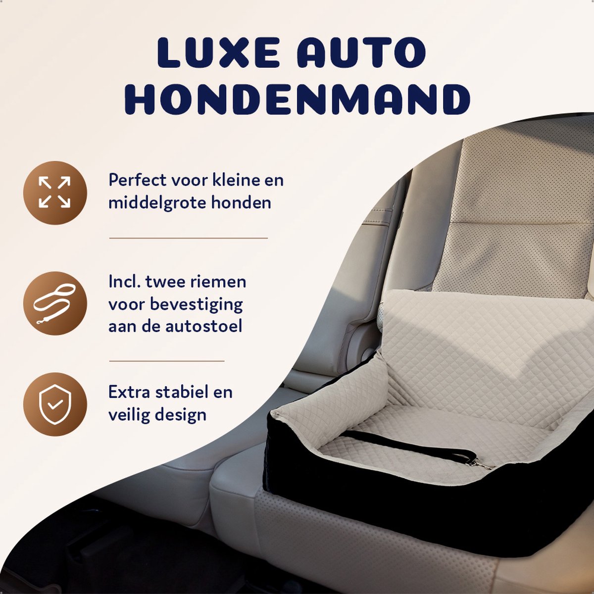 Pet Perfect Luxe Autostoel Hond - Hondenmand Auto - Honden Autostoel - Automand Hond - Zwart - Wasbaar - Met Rits – foto 2