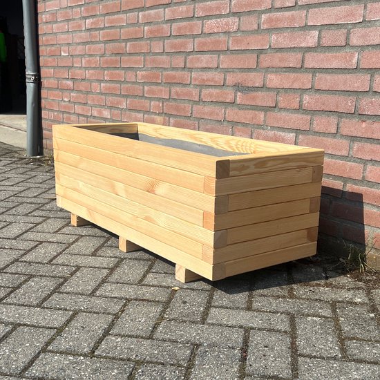 AMISHOUT Jardinière en bois 120x40x36 - naturel | bac à fleurs à l'extérieur