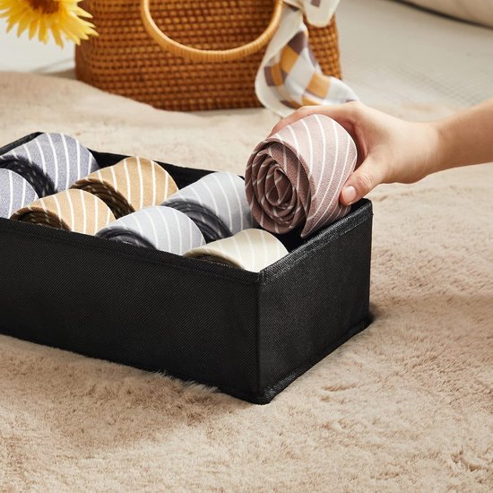 Organisateur De Tiroir Zosenyer - 8 Compartiments Pour Sous-vêtements, Chaussettes Et Cravates - Noir