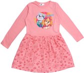 Paw Patrol Jurk - Lange Mouw -Mesh - Roze - Skye en Everest - Maat 110/116