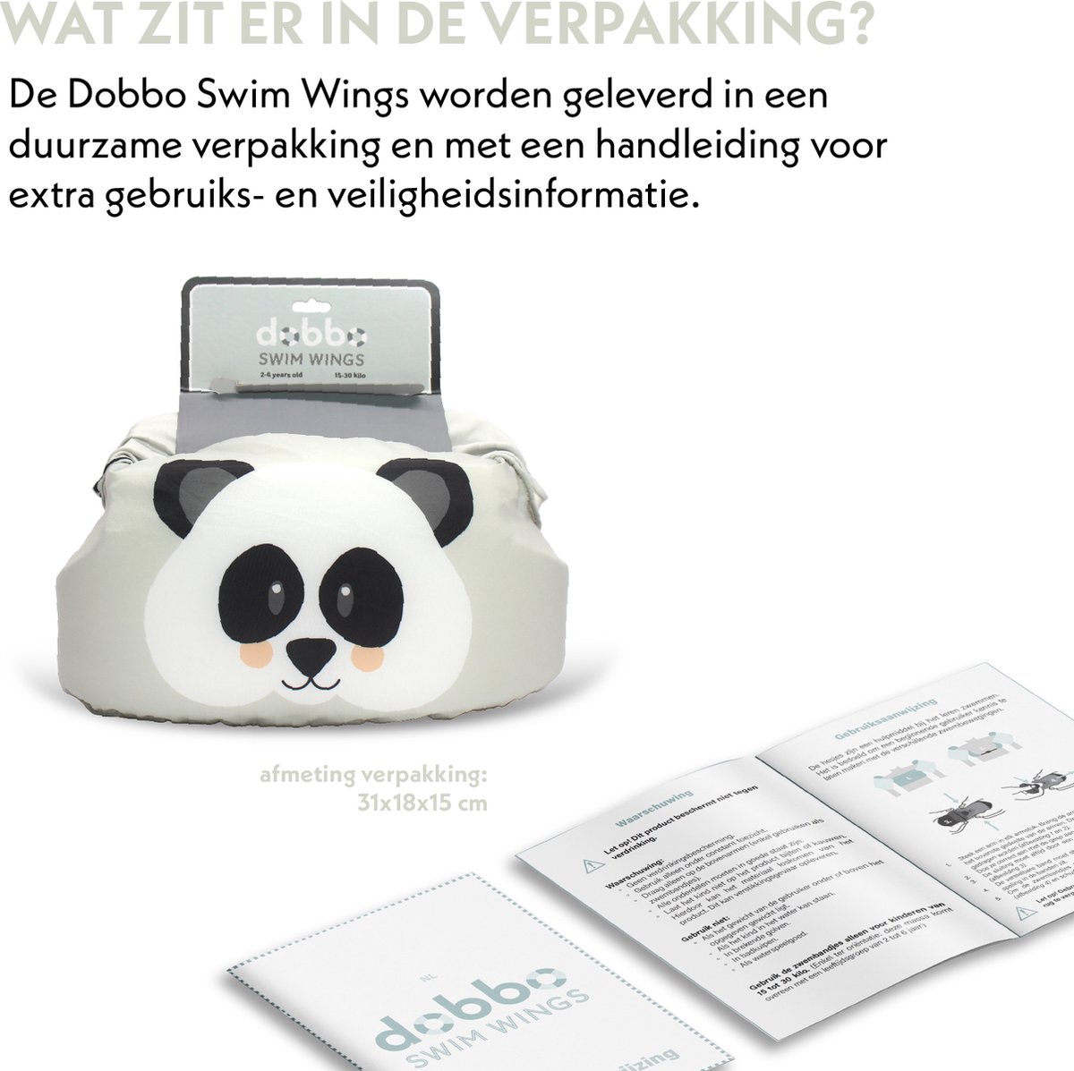DOBBO Peter de Panda - Puddle Jumper - Zwembandjes - Zwemvest - Zwemvleugels - voor Kind van 2 tot 6 jaar - Grijs — afbeelding 5