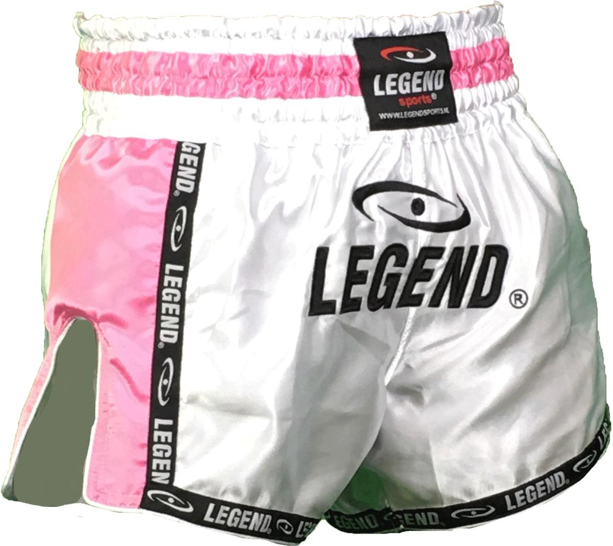 Kickboks Broekje Meisjes/Dames Wit-Roze Satijn L