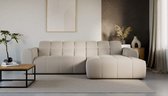 Bol.com hoekbank chicago- beige stof- lounge rechts - hoekzetel zonder bed en opbergruimte- seatsandbeds aanbieding