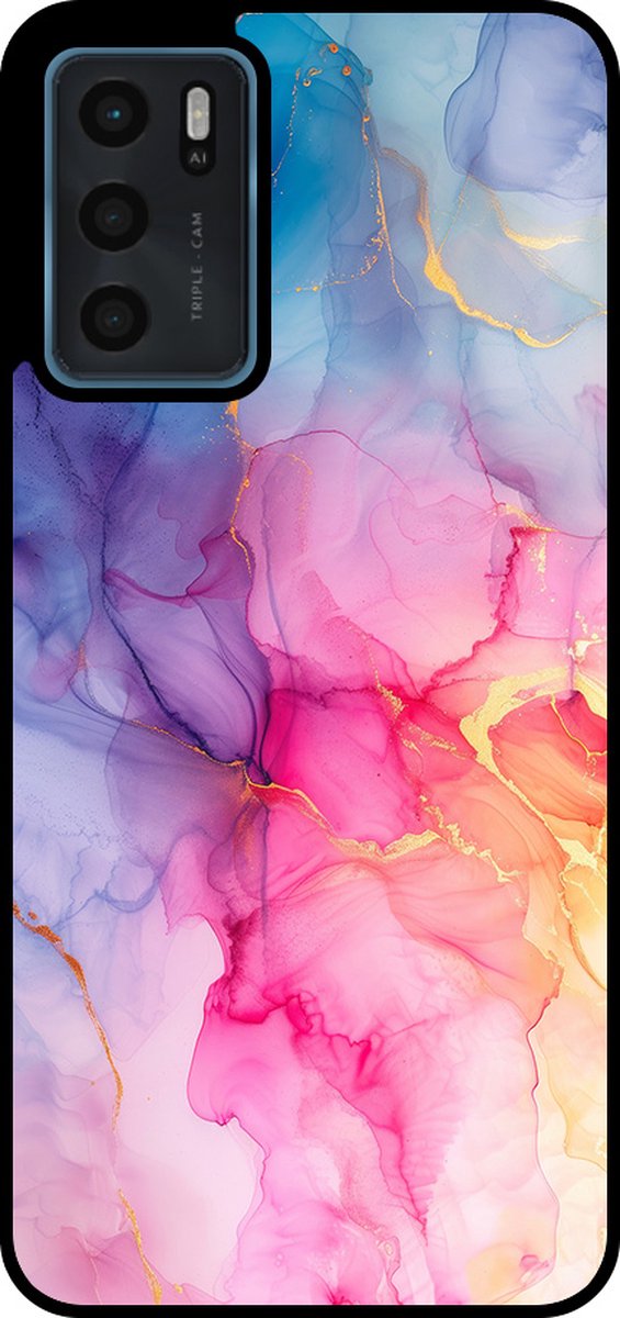 Smartphonica Telefoonhoesje Geschikt voor Oppo A16 / A16s / A54s met marmer opdruk - TPU backcover case marble design - Regenboog geschikt voor Oppo A16;Oppo A16s;Oppo A54s