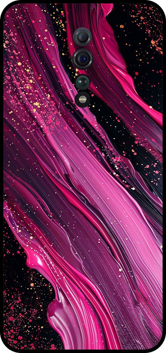 Smartphonica Telefoonhoesje Geschikt voor Oppo Reno Z met marmer opdruk - TPU backcover case marble design - Paars Roze geschikt voor Oppo Reno Z