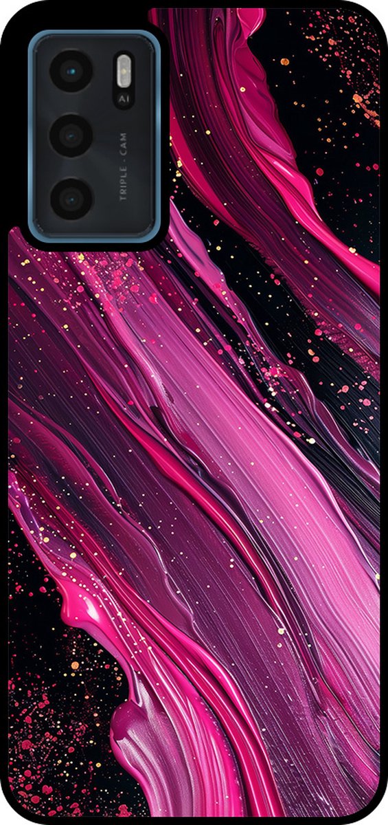 Smartphonica Telefoonhoesje Geschikt voor Oppo A16 / A16s / A54s met marmer opdruk - TPU backcover case marble design - Paars Roze geschikt voor Oppo A16;Oppo A16s;Oppo A54s