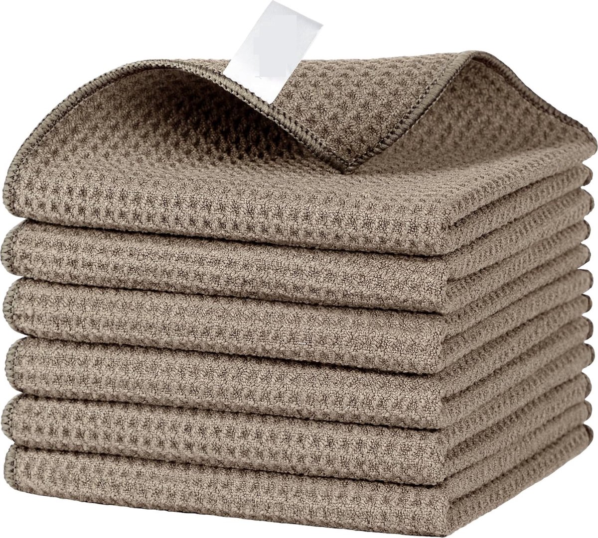 Wafeldoeken Microvezeldoek Herbruikbare Reinigingsdoeken Absorberende Reinigingsdoeken Microvezeldoeken Reinigingsdoeken Raamdoeken Microvezeldoeken Theedoeken 6 Stuks Zandbruin
