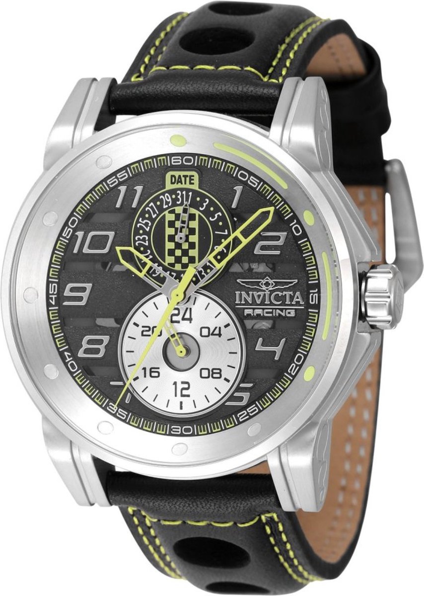 Invicta Racing 47534 Heren Horloge - Waterdicht - Analoog - Quartz Uurwerk - Roestvrij Staal met grijze Wijzerplaat -46mm