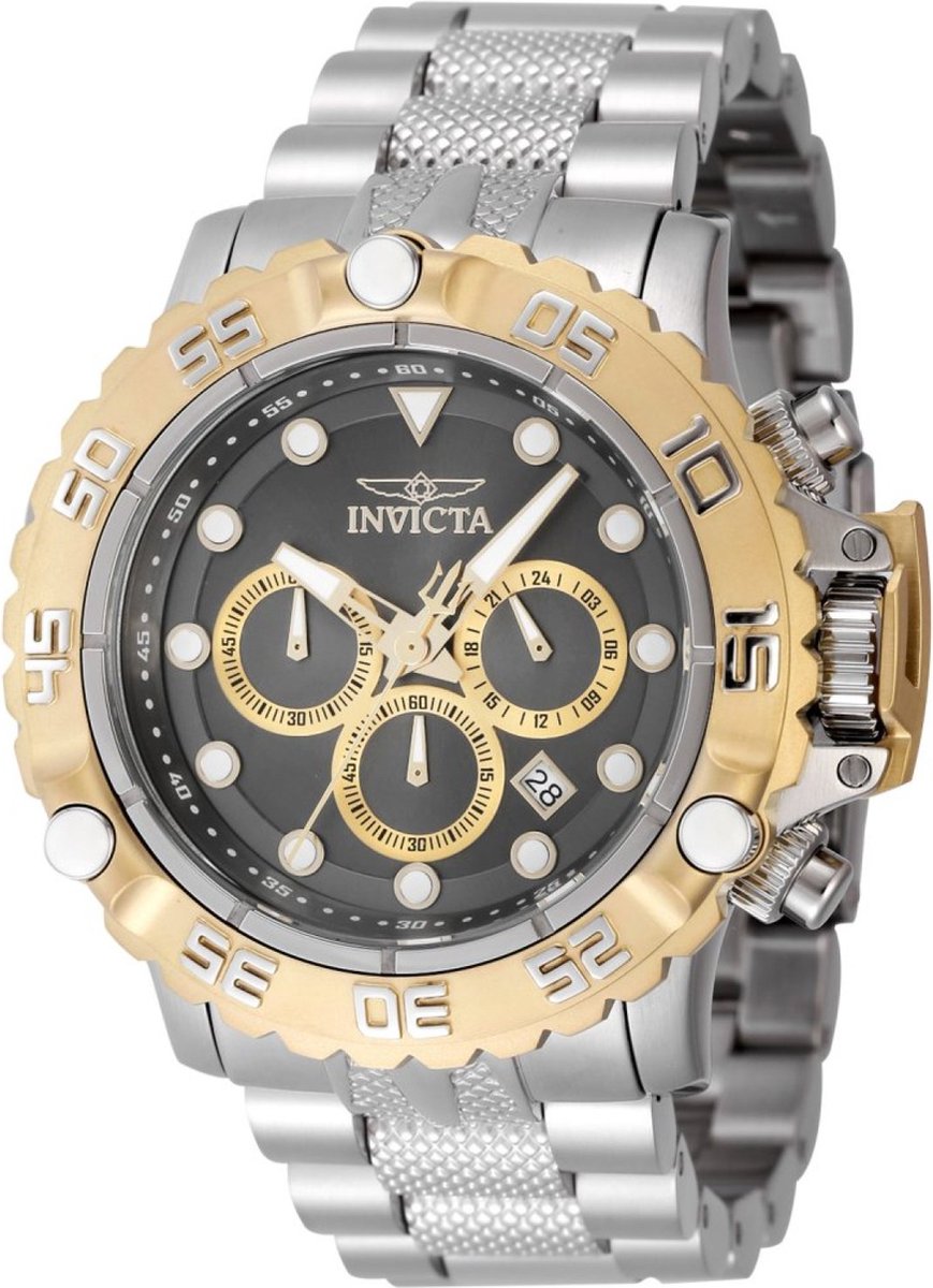 Invicta Subaqua - Poseidon 47182 Heren Horloge - Waterdicht - Analoog - Quartz Uurwerk - Roestvrij Staal met grijze Wijzerplaat - 55mm