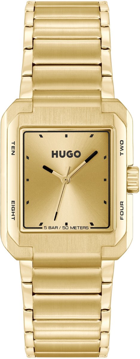 HUGO HU1530381 #THRIVE ANALOG Heren Horloge - Mineraalglas - Staal - Goudkleurig - 40 mm breed - Quartz - Vouw-Vlindersluiting - 5 ATM (douchen)