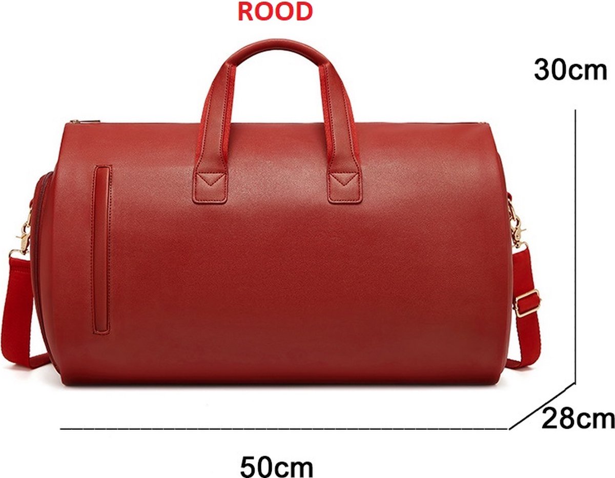 Weekendtas 42L - Reistas met Kostuum of Mantel vak - Handbagage Waterafstotend - Rood