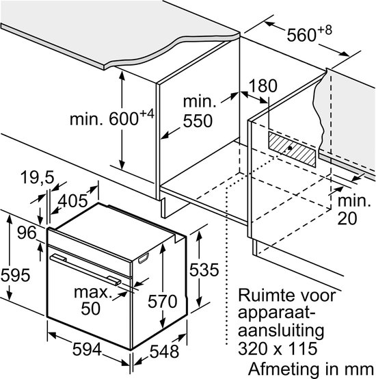 Bosch HRG578BB7 - Serie 6 - Inbouwoven - Stoomoven - Eenvoudig te reinigen pyrolyse - Air Fry-functie met bakplaat: gezondere manier om te snacken -Energielabel A+