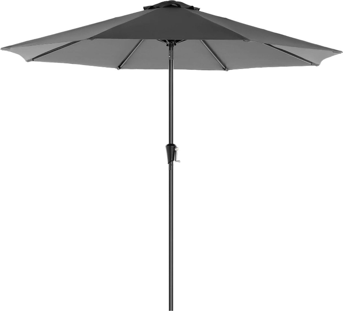 MIRA Home - Parasol - Zwarte Achthoekige Tuinparasol 3x3 Meter – Metalen Frame, UV-bescherming, Zwengelmechanisme