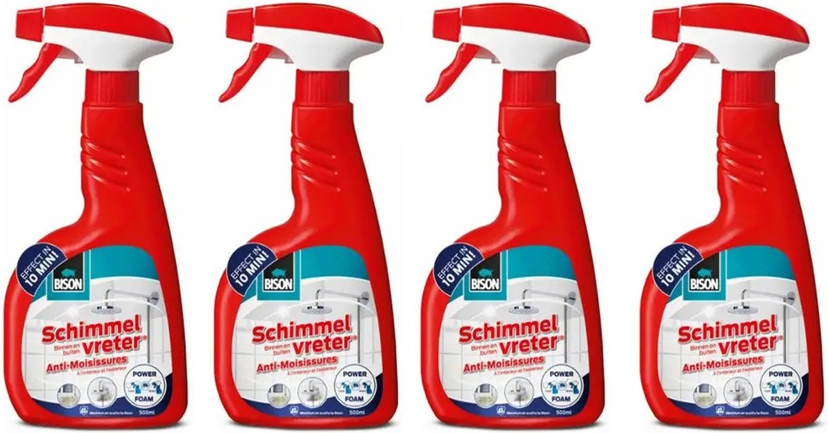 Goedkoopste 4 stuks Bison Air max schimmelvreter foam & spray 500ml KD spons