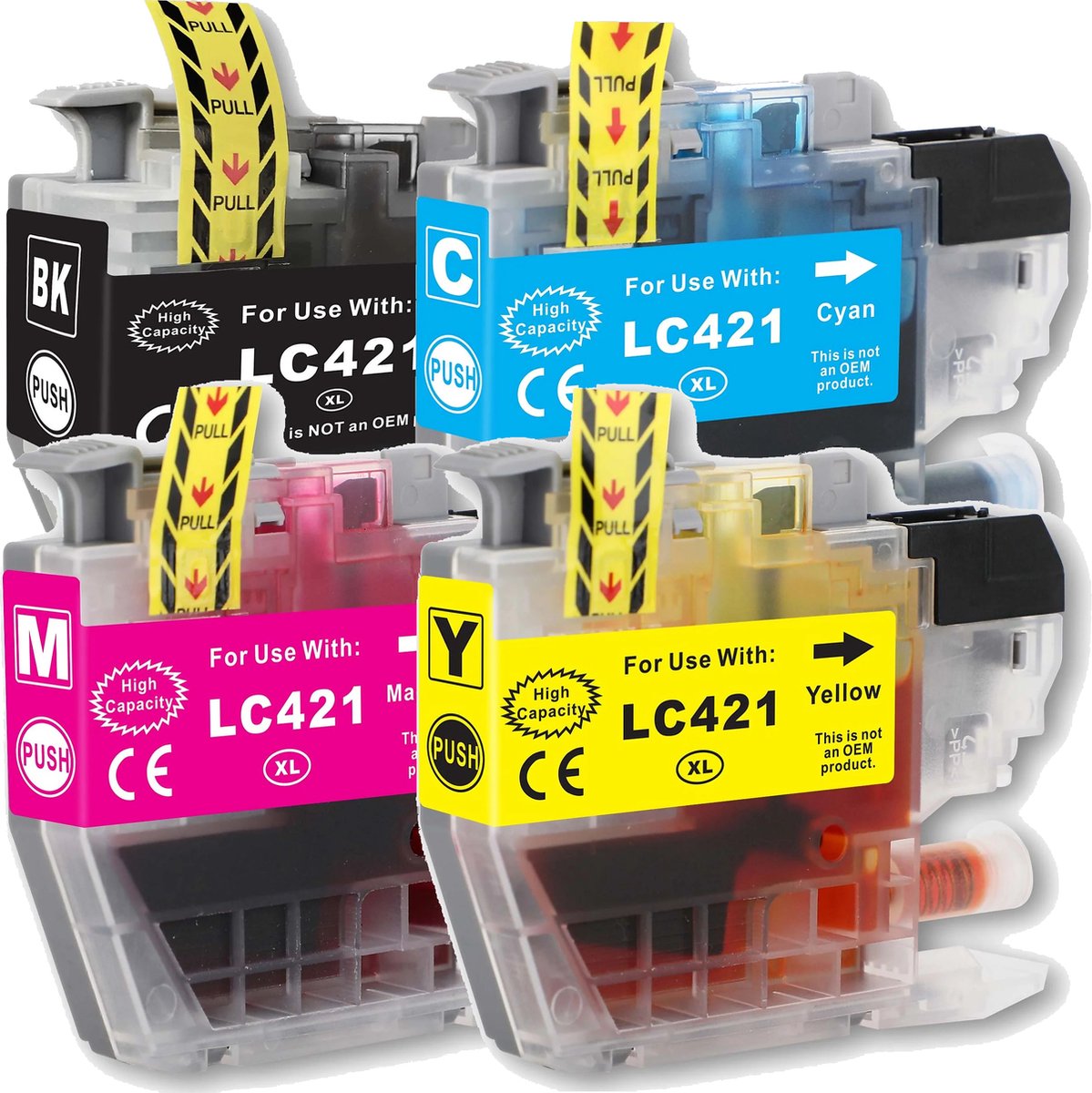MediaHolland - Huismerk Inkt Cartridges voor Brother LC421 Printers - Set van 4 Stuks - 4 Kleuren - Brother Inktpatronen, Cartridge