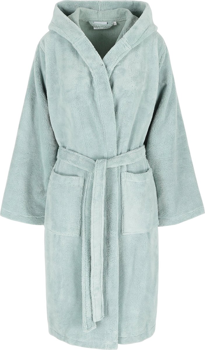 Casilin - Badjas Teddy voor Dames en Heren - Maat S - Voor Volwassen - Met capuchon - Badstof, Fleece, Katoen - Absorberend - Wasmachinebestendig - Lichtgroen