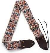 P&P® - Sangle de guitare robuste et réglable professionnelle - Sangle de guitare - Sangle de guitare de Luxe - Guitare électrique/acoustique - Terra brodée