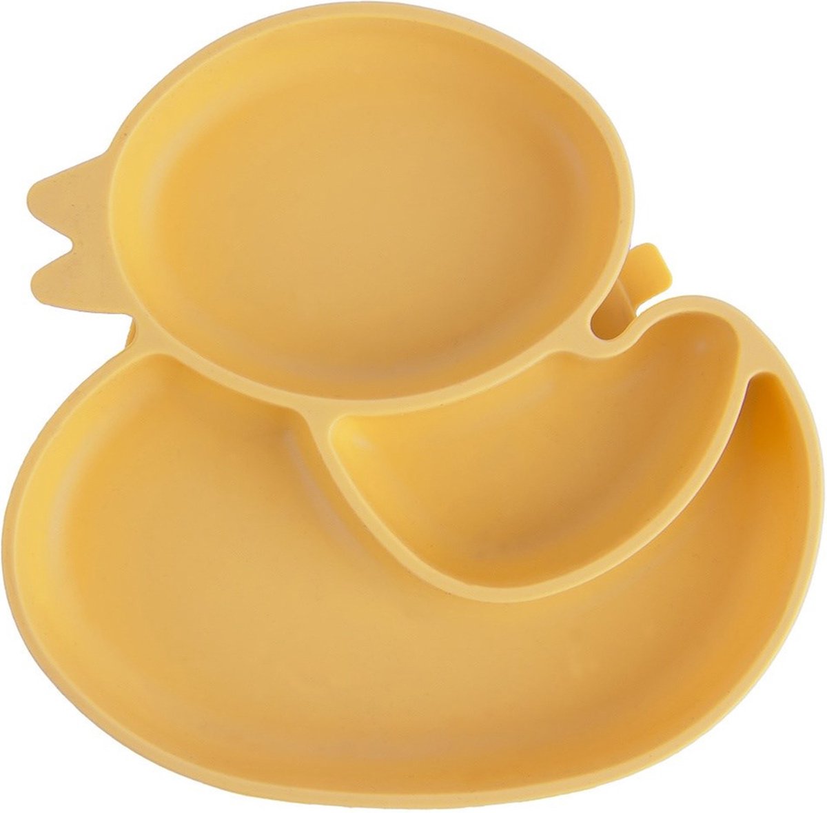 Goedkoopste Kinderbord Silicone Split Gele Eend 19,5x19 cm - Kinderservies - Baby - Bord