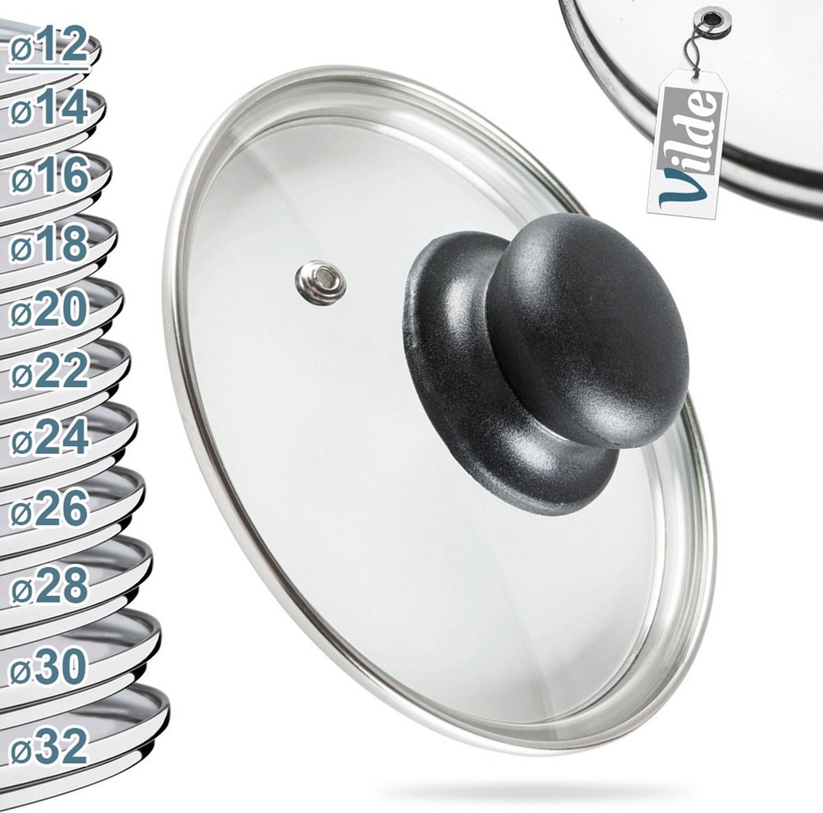Deksel Glas Hittebestendig 12 cm - Pannendeksel - Pandeksel - Potdeksel