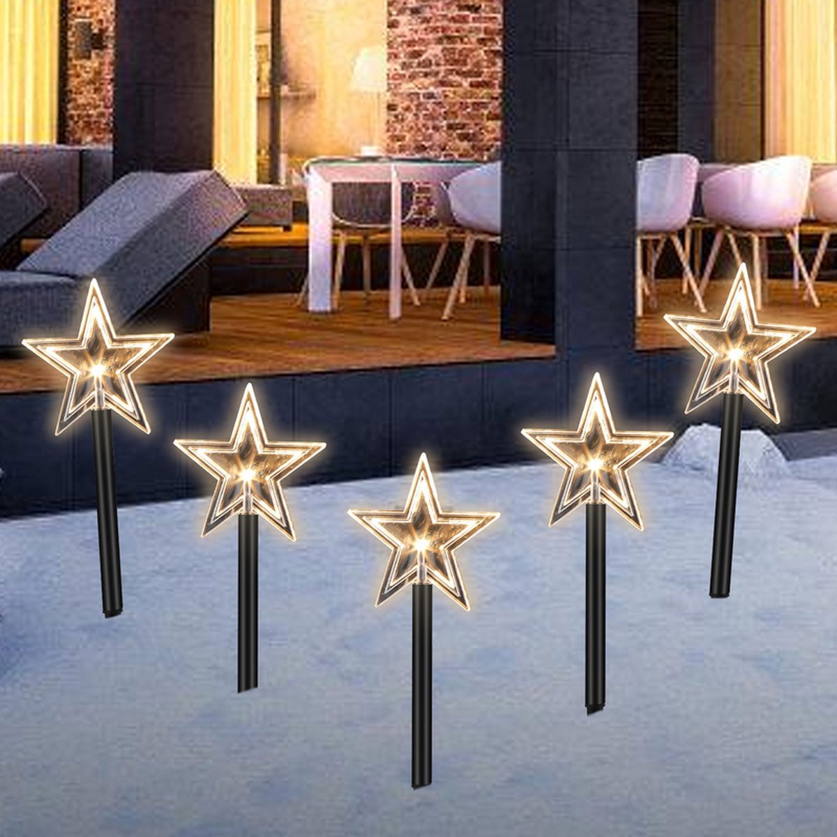 Set van 4 zonne-LED tuinpalen (H33 cm) Botany Zwart - Outdoor Accessoires Set van 4 zonne-LED tuinpalen (H33 cm) Botany Zwart - Outdoor Accessoires