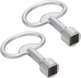 TENGEE 2 stuks vierkantsleutels, 4-kant sleutels, 8 mm vierkantsleutel, ontluchtingssleutel, verwarmingsontluchtingssleutel, voor gas- en watermeterkasten, kraan, elektrische schakelkast (zilver