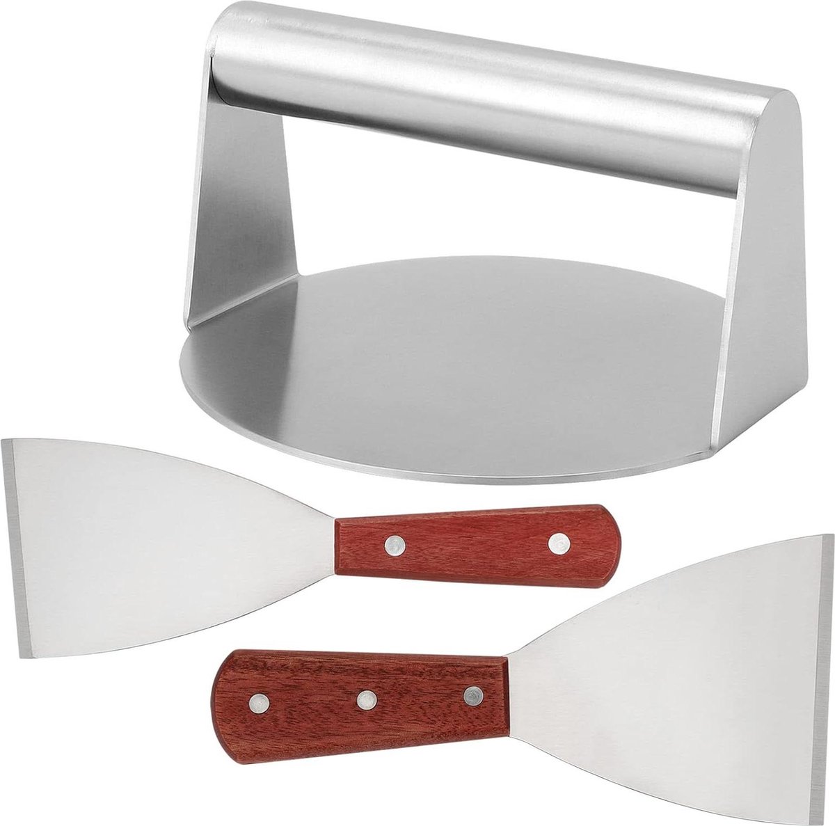 Hamburgerpers set Roestvrij staal Voor hamburgerpers patties BBQ 125 cm Smash Grillspatel smash burger