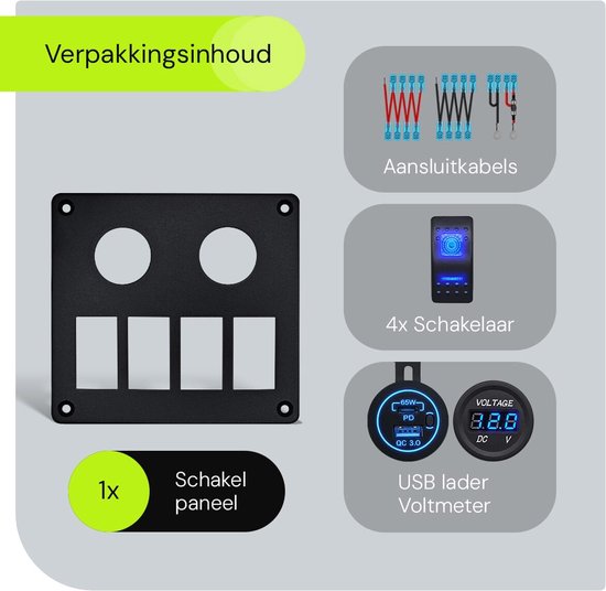 Schakelpaneel LED met 12 volt plug - Bateau Bootservice