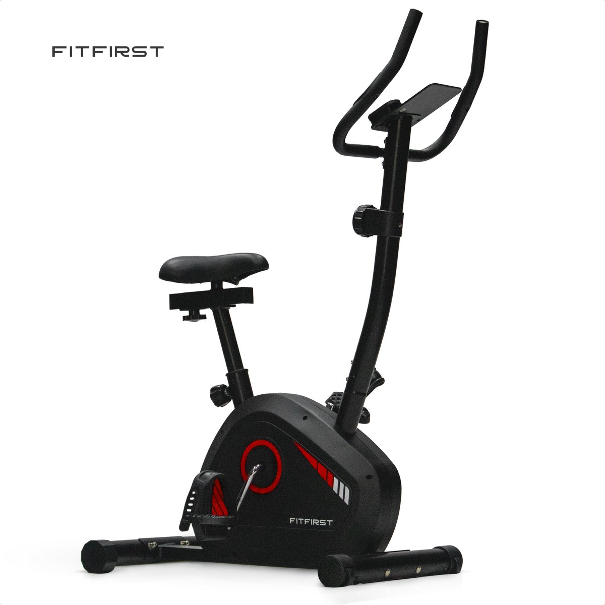 FitFirst Hometrainer | Verstelbare Magnetische Weerstand | Ingebouwde Hartslagfunctie | Telefoon en Tablethouder | Transportwielen | Voor elke Lengte | Fitness Fiets