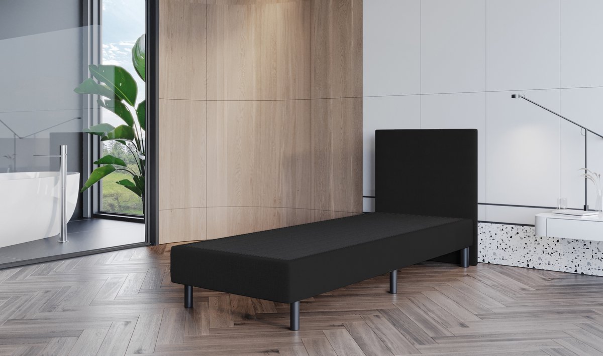 Boxspring Zonder Matras Fleur - 90x200 cm - Stof Zwart
