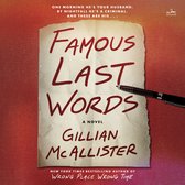 Boekomslag 'Famous Last Words' door Gillian McAllister. Rode tekst op vergeeld papier met een pen.