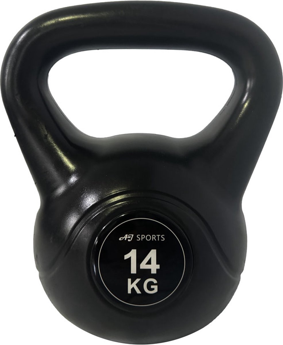 Bol.com AJ-Sports Kettlebell - PVC 14 kg - Kettlebell - Gewichten - Krachttraining - Zwart - Fitness - Geschikt voor Crossfit & ... aanbieding
