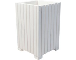 Houten bloembak | Plantenbak | Bloempot 40 x 25 x 25 cm | Kruidenpot | Bloempot met kunststof inzetstuk | Waterdicht | Wit