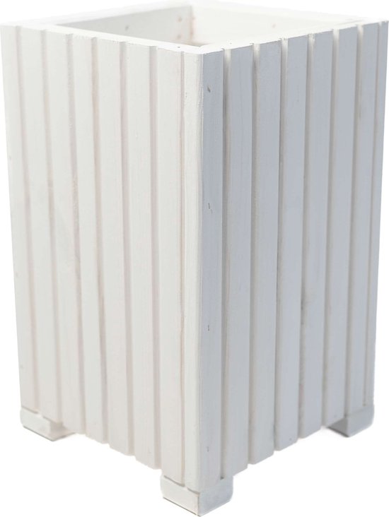 Boîte à fleurs en bois | Bac à plantes | Pot de fleurs 40 x 25 x 25 cm | Pot à épices | Pot de fleurs avec insert en plastique | Étanchéité | Blanc