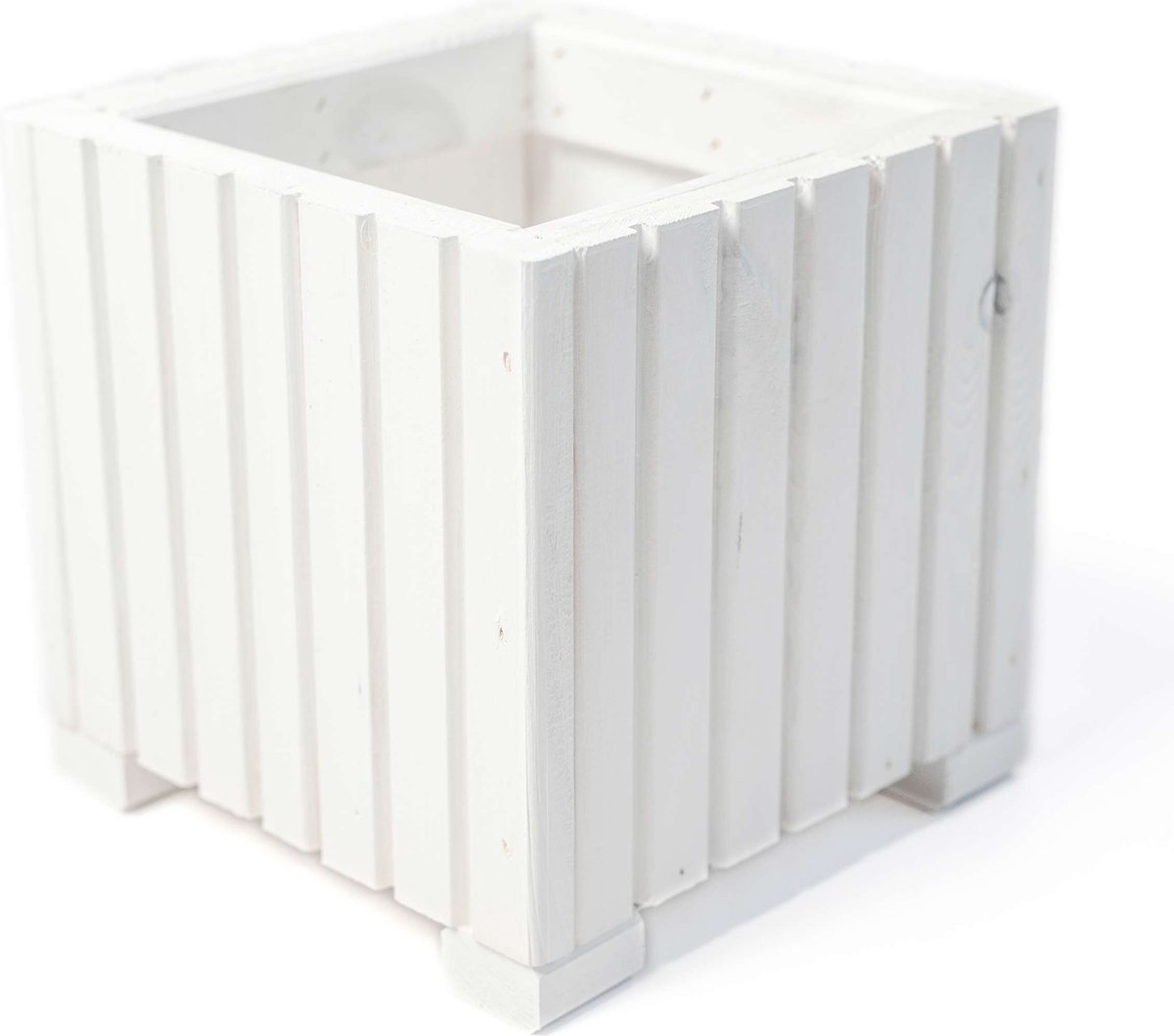 Houten bloembak | Plantenbak | Bloempot 25 x 25 x 25 cm | Kruidenpot | Bloempot met kunststof inzetstuk | Waterdicht | Wit