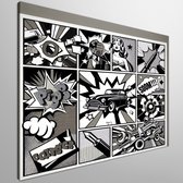 Pop art zwart wit schilderij | Monochrome verbeelding van popcultuur in dynamisch zwart-wit kunstwerk | Kunst - 100x100 centimeter op Canvas | Foto op Canvas