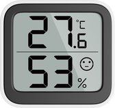 YUCONN - Hygrometer binnen - Thermometer in huis - Luchtvochtigheidsmeter - Weerstation - Digitaal - Inclusief Batterij en Plakstrip - Zwart/wit