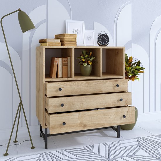 Buffet Emerald mélaminé | 18mm | Pieds en métal | Chêne Noir - Asir Group - Armoires de salon - Brun - Mélamine - Armoires de salon