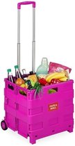 Bol.com boodschappentrolley 2 wieltjes telescopische handgreep tot 35 kg opvouwbaar boodschappenkar roze aanbieding
