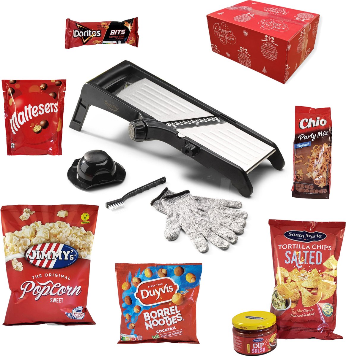 Kerstpakket 2026 – Mandoline - Origineel Kerst Pakket – Unieke Kerstpakketten – Christmas Present – Kerstcadeau voor hem haar collega man vrouw - Qwality