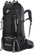 Bol.com RAMBUX® - Backpack - Adventure - Zwart - Wandelrugzak - Trekking Rugzak - Heupriem - Lichtgewicht - 60 Liter aanbieding