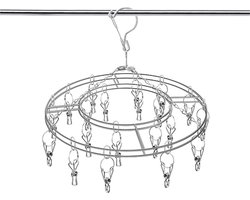 RVS kledingdroogrek met 20 clips - Ruimtebesparend RVS kledingdroogrek - Georganiseerd drogen en opbergen van kleding en accessoires - Met haken - Geschikt voor kleine kleding zoals sokken, handdoeken, bh's, ondergoed (roestvrij staal - rond) RVS kledingdroogrek met 20 clips - Ruimtebesparend RVS kledingdroogrek - Georganiseerd drogen en opbergen van kleding en accessoires - Met haken - Geschikt voor kleine kleding zoals sokken, handdoeken, bh's, ondergoed (roestvrij staal - rond)