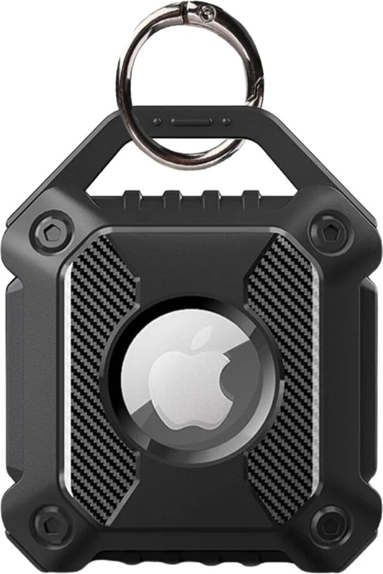 FURTASTIC® Waterdichte AirTag Houder - Vierkant - Zwart - Apple AirTag niet inbegrepen - AirTag Sleutelhanger - AirTag hond - Tracker accessoires