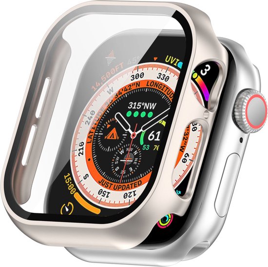 Watch case screenprotector - hoesje - gehard glas - geschikt voor Apple Series 10 & 11 met case size 46 mm - sterrenlicht