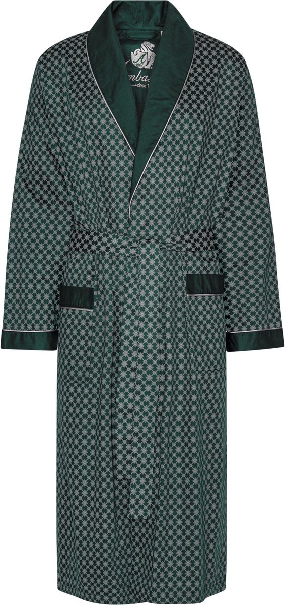 Ambassador 1867 Kamerjas - Luxe Dunne Katoenen Ochtendjas - Model Megeve - Kleur Groen - Maat Extra Large