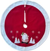 Jupe d'arbre de Noël ronde de Luxe - Tapis d'arbre de Noël - Père Noël 3D - Couverture d'arbre - Rouge/ Wit - 90 x 90 cm