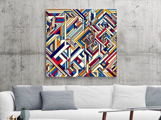 Abstract escher schilderij | Escher's vision: a mesmerizing blend of abstract shapes and perspectives | Kunst - 40x40 centimeter op Dibond | Foto op Dibond