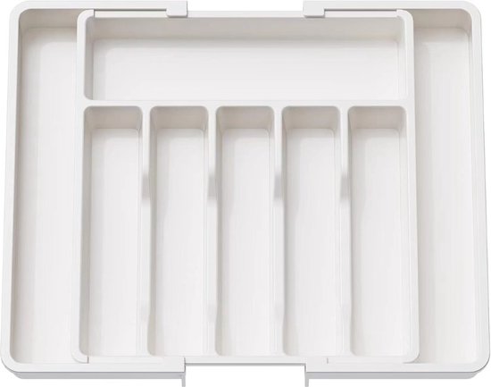 Ceruzo Bestekbak Ajustable - Extensible de 6 à 8 Compartiments - 33-57 x 38 x 5,5 cm - Organisateur - Wit