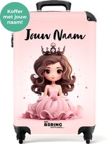 Bol.com NoBoringSuitcases.com® - Meisjes kinderkoffer met naam - Reiskoffer roze prinses - Handbagage trolley lichtgewicht - Rol... aanbieding