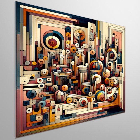 Abstract stilleven schilderij | Mystiek geometrisch meesterwerk: een ode aan de verstilling | Kunst - 80x80 centimeter op Dibond | Foto op Dibond